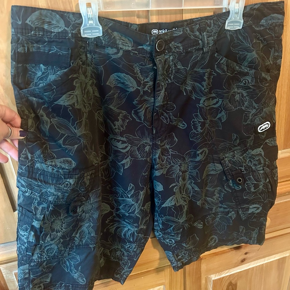 Ecko Unlimited Black Floral Cargo Shorts